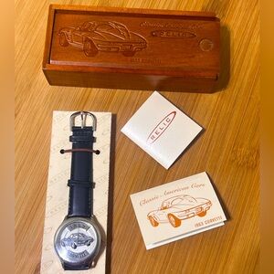 NIP! Relic 1963 Corvette Stingray Watch w/Wood Slide Box NEW BATTERY!
